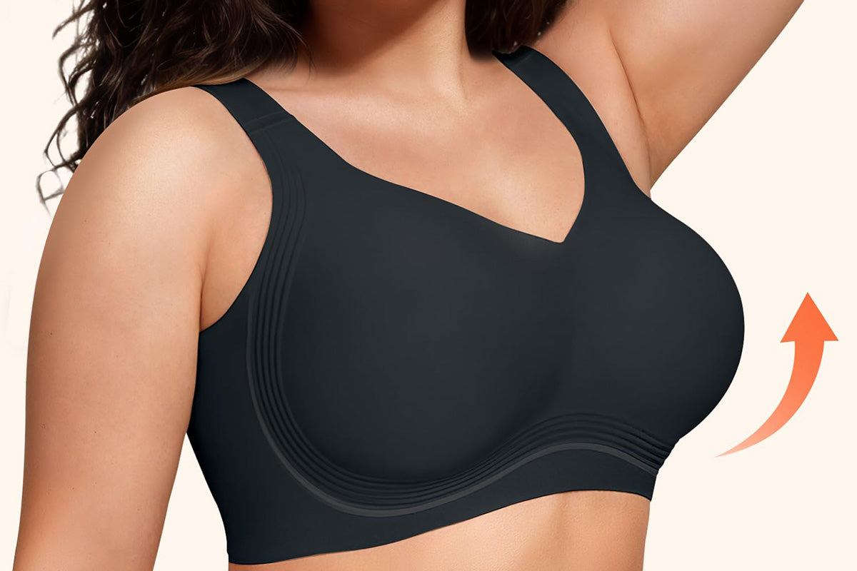 Full Coverage Seamless Wireless Plus Size Bra - Black