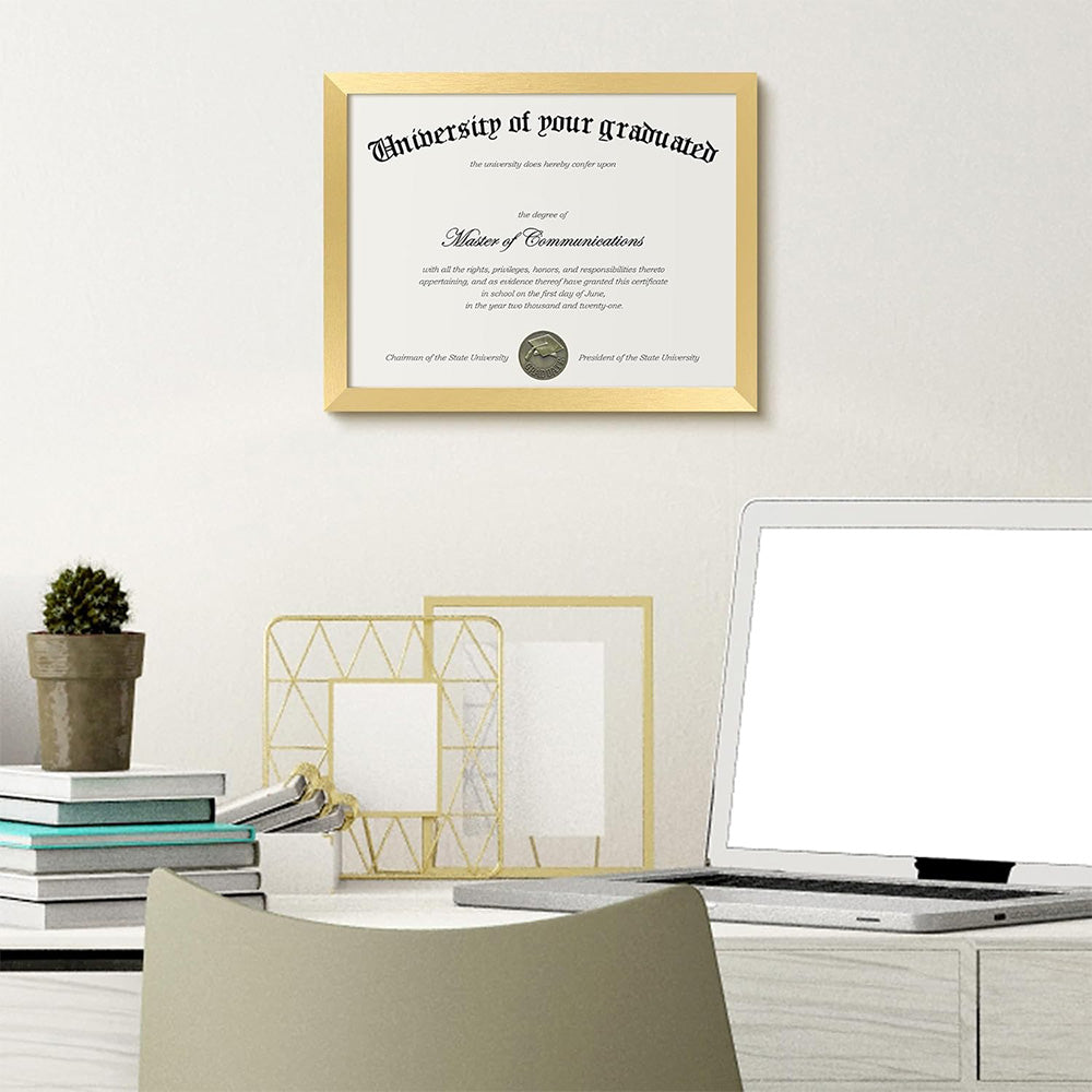 Certificate Frame with PVC for Diploma Document Photo Display-Gold
