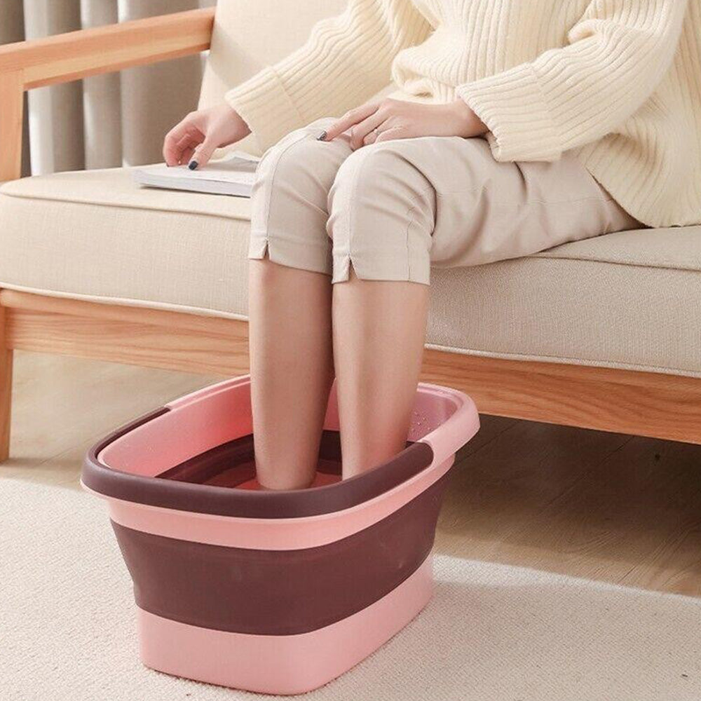 Collapsible Foot Bath Basin for Soaking Feet Foot Tub with Massage Acupoint-Pink