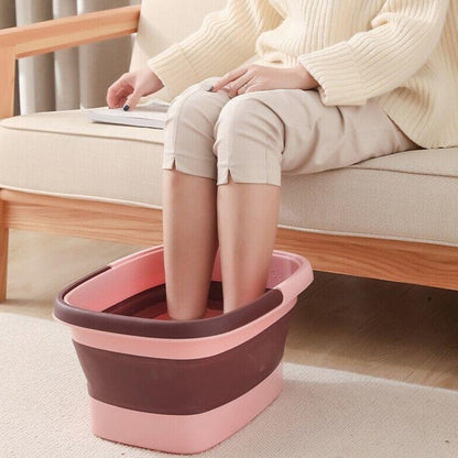 Collapsible Foot Bath Basin for Soaking Feet Foot Tub with Massage Acupoint-Pink