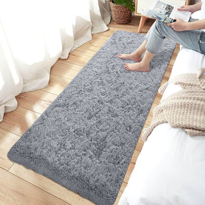 Non Slip Floor Mats Long Bedroom Rugs Fluffy Floor Mat Gray