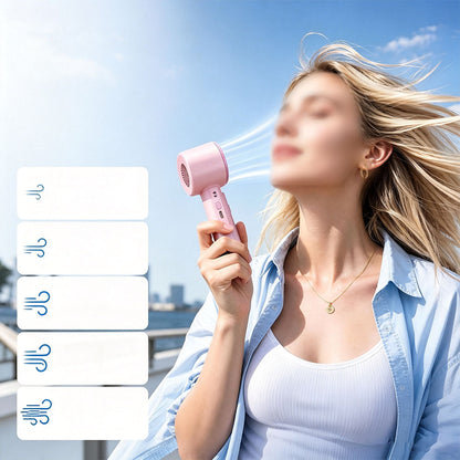 TEC Cooling Handheld Fan with 199 Speed Levels - Pink
