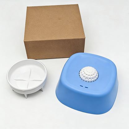Slow Feeder Dog Bowls With Rolling Ball For Liquid Treat Training Bowl-Blue