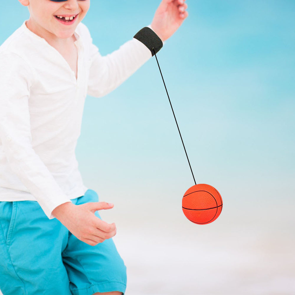 Rubber Ball Kids Sport Elastic Wrist Bounce Ball - Orange Basketball