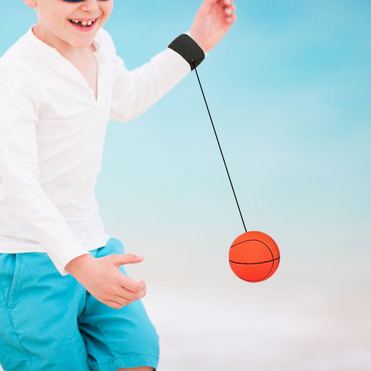 Rubber Ball Kids Sport Elastic Wrist Bounce Ball - Orange Basketball