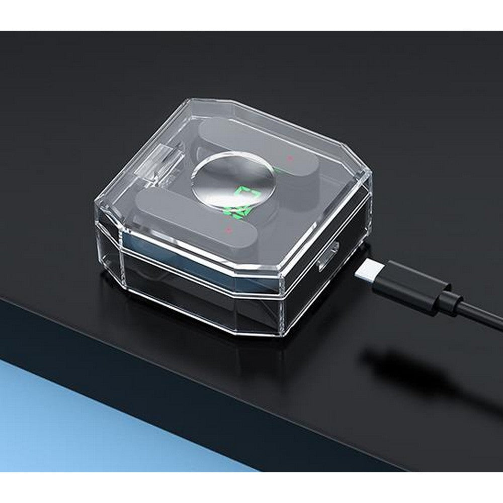 TWS Wireless Headphones Transparent LED Display Earbuds Wireless Bluetooth Headset Fone Earphones-Black