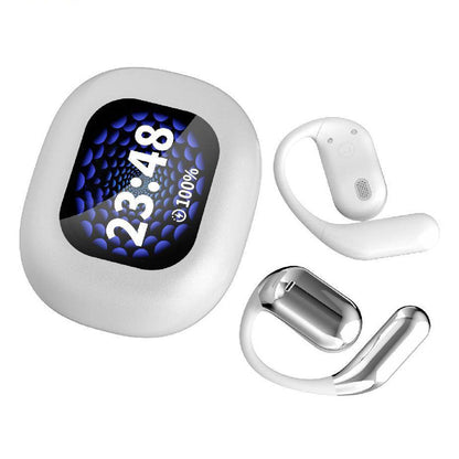 Wireless Open Ear Headphones  LCD Display Bluetooth 5.4 Earphones Touch Control Silver
