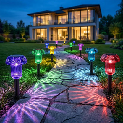4 Piece Solar Mushroom Rhinestone Ground Stake Lights - Mixed Color