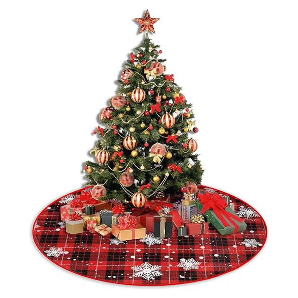 Plaid Christmas Tree Skirt Xmas Tree Skirt Xmas Party Decor Style 3