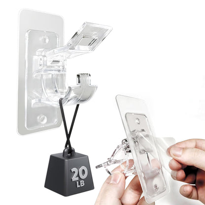 No Drill Self Adhesive Curtain Rod Brackets Transparent Invisible Holders for Curtains Towels-Transparent