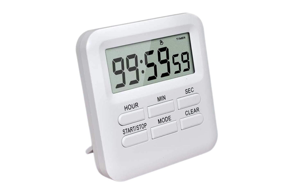 Digital Kitchen Timer LCD Display Cooking Timer with Loud Alarm -White