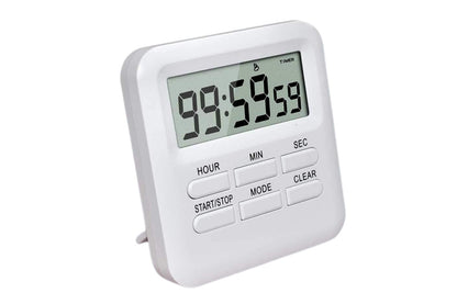 Digital Kitchen Timer LCD Display Cooking Timer with Loud Alarm -White