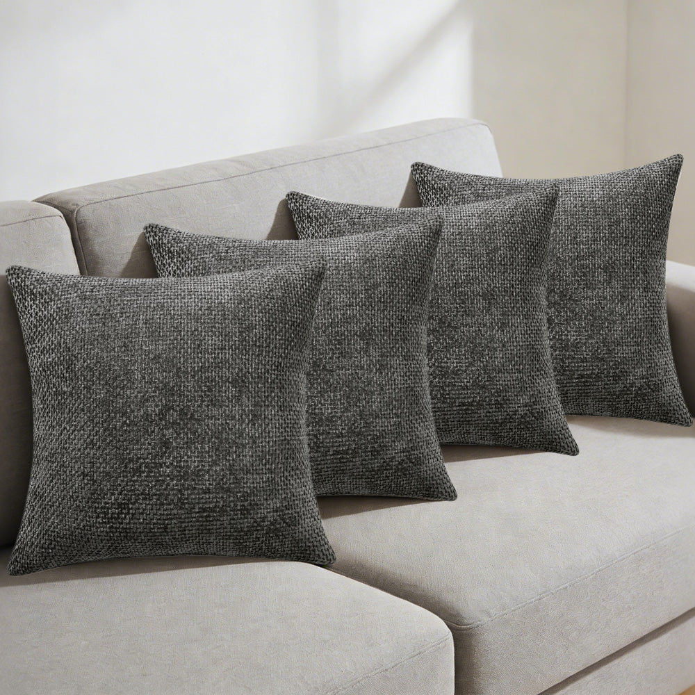 4 Pack Chenille Knit Throw Pillow Covers for Couch Bed -Grey