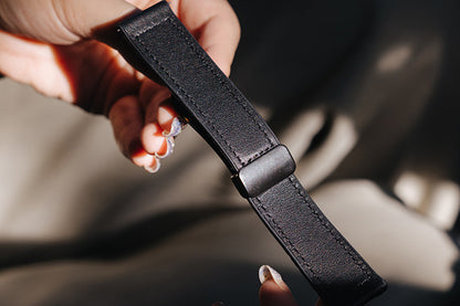 Attractive Leather Watch Band Genuine Leather Strap For Samsung Huawe-Black