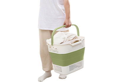 35L Collapsible Laundry Basket Clothes Hamper Washing Cleaning Organizer Bin-Army Green