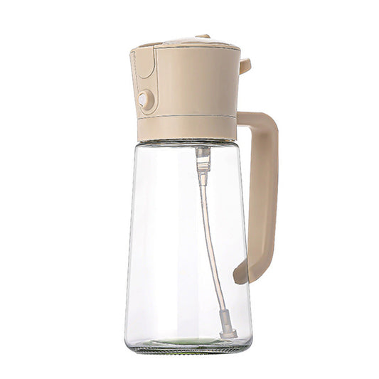 470ml 2-in-1 Oil Sprayer Bottle for Cooking Glass Oil Dispenser Bottle for Kitchen Beige