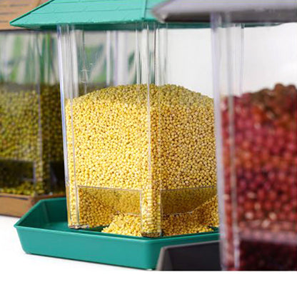 Outdoor Hanging Bird Feeder Gazebo Shape Seed Container Green
