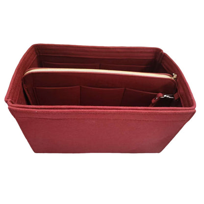 Thick Felt Tote Bag Organizer Insert with Multiple Pockets -Wine Red