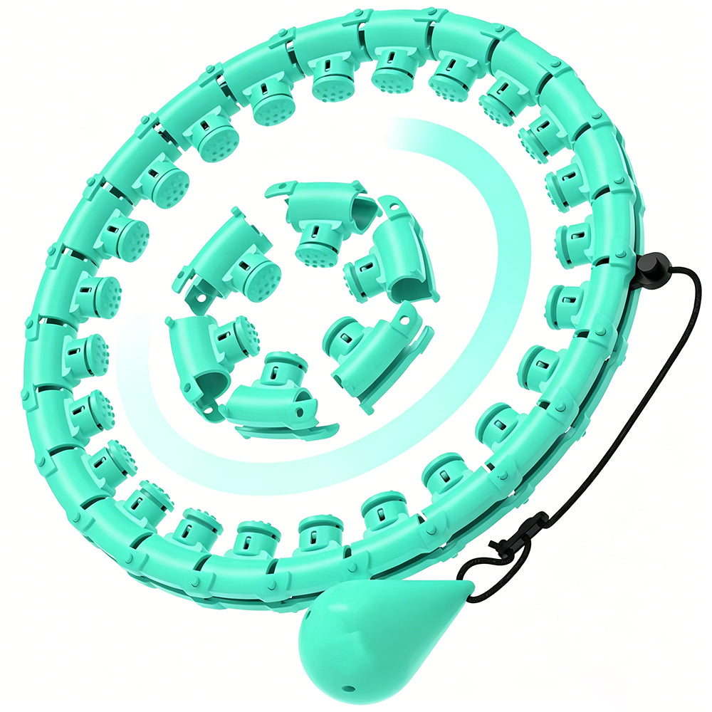 32 Section Detachable Weighted Hula Hoop Adjustable 26 to 58 Inches-Green