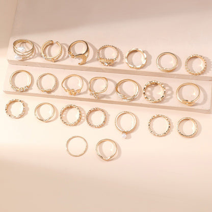 23Pcs Geometric Knuckle Ring Set Stackable Rings -Gold