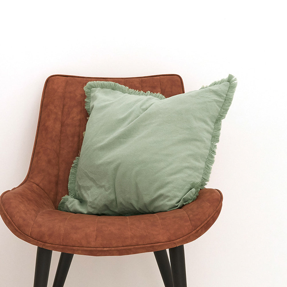 Boho Decorative Throw Pillow Cover with Tassel Trim Farmhouse Fringed Square Cushion Case for Sofa Couch Green