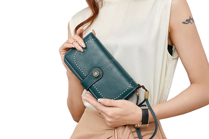 Wallet with Money Clip RFID Blocking Minimalist PU Leather for men women-peacock blue