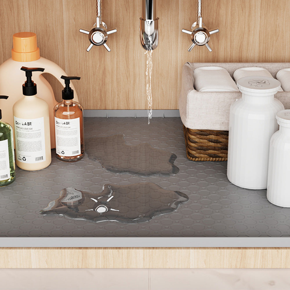 Silicone Under Sink Mat with Raised Edge - Grey