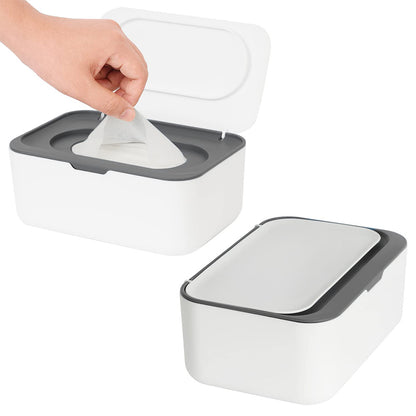 Wipes Dispenser Wipes Tissue Storage Case With Lid Refillable Wipe Holder-Grey