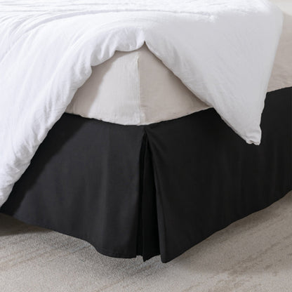 Pleated Bed Skirt Easy Fit Bed Drop Wrap Black