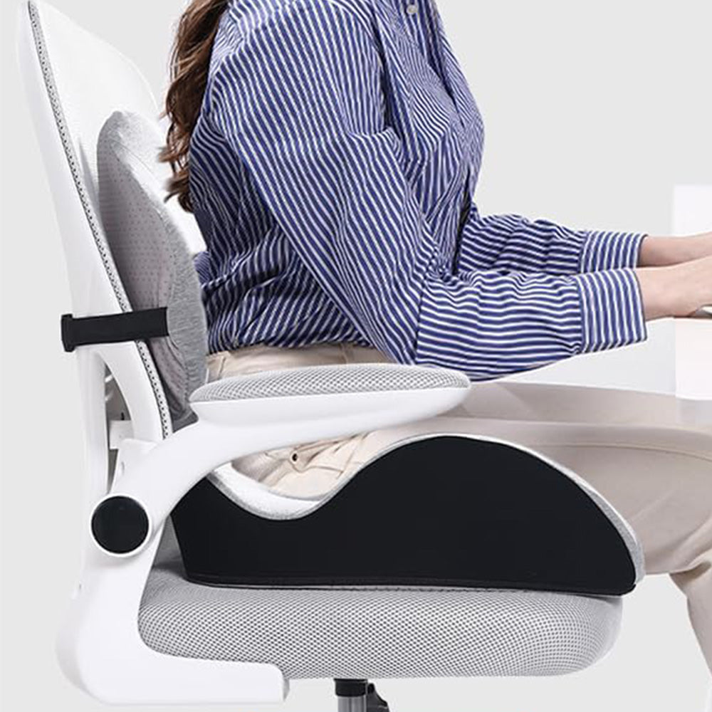 Memory Foam Seat Cushion Lumbar Support Pillow Chair Pad for Office Car-Grey