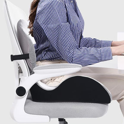 Memory Foam Seat Cushion Lumbar Support Pillow Chair Pad for Office Car-Grey