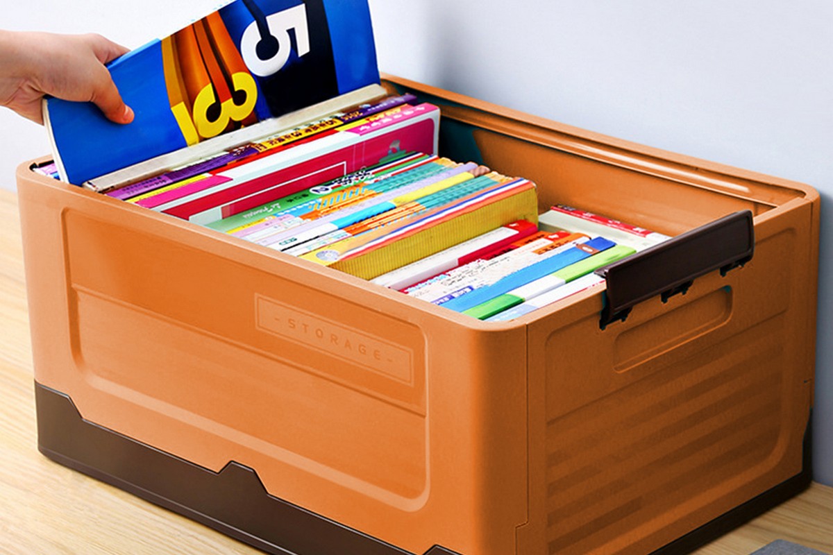 Collapsible Plastic Storage Bins for Closet Organizers-Orange