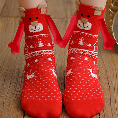 3 Pairs of Christmas Hands Holding Socks with Magnetic Hands for Couples Bestie Style 1