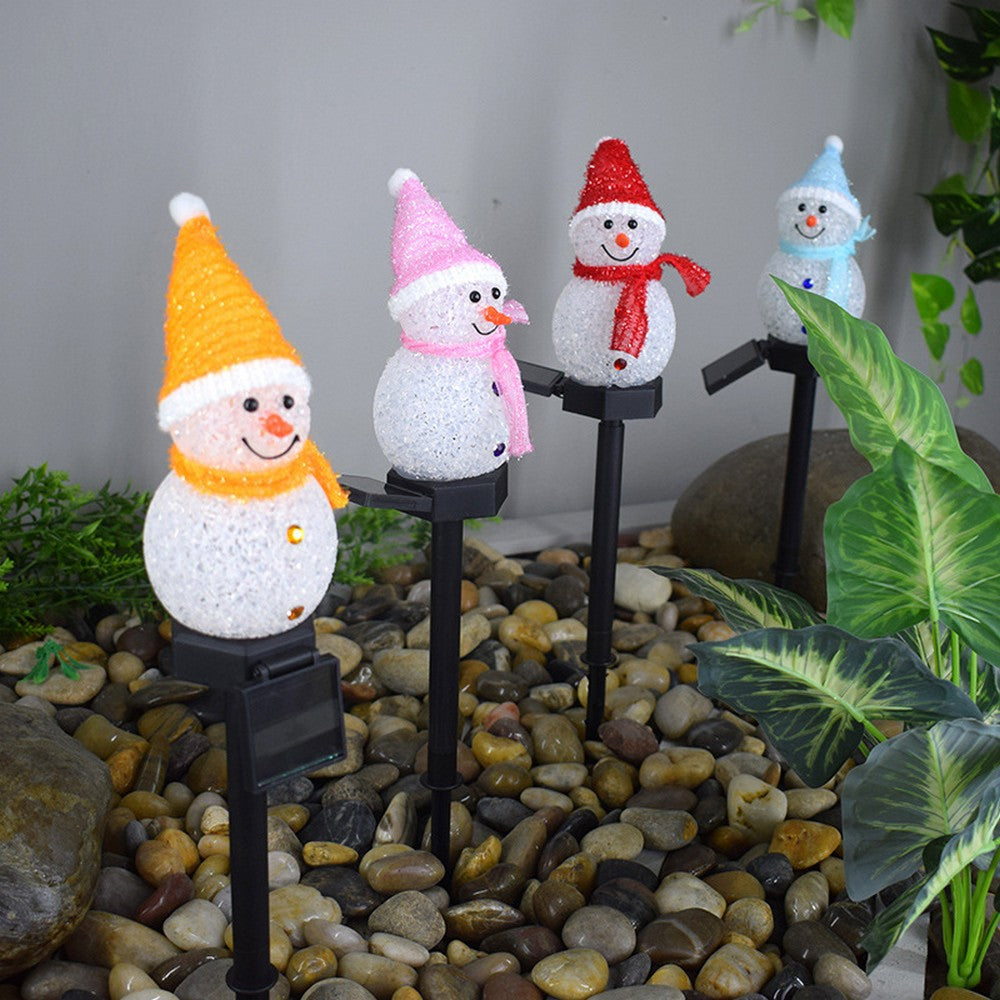 4Pcs LED Solar Christmas Snowman Garden Stake Lamp Outdoor Landscape Light Xmas Decor