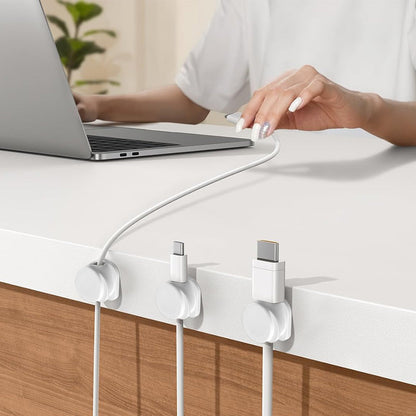 8Pcs Cable Organizer Clips Cord Management Snap Lock for Home Office White