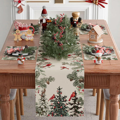 Linen Christmas Table Runner Long Farmhouse Holiday Table Decor for Kitchen Home Style 2