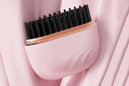 Rechargeable Wireless Mini Hair Straightener Comb - Pink
