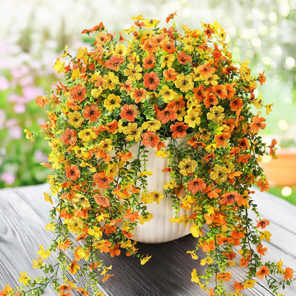 2Pcs Artificial Flowers Outdoor Hanging Faux Floral Decor for Planter Basket Window Box-Orange