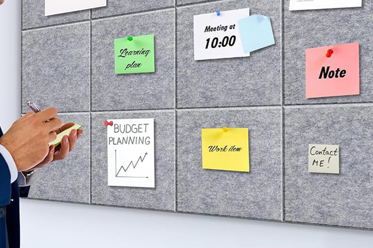 12 Piece Large Felt Bulletin Boards - Grey