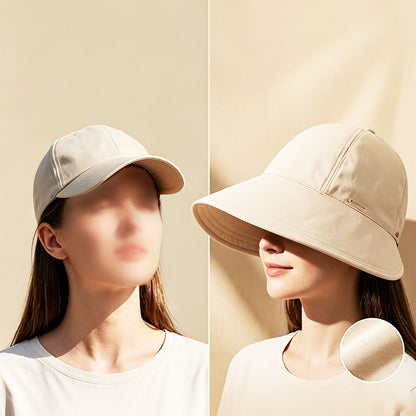Wide Brim Quick Dry Sun Hat with Ponytail Opening and Hook - Beige