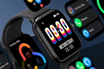 Bluetooth Calling Smartwatch with 1.85 Inch Display Fitness and Health Tracking for Men and Women -Black