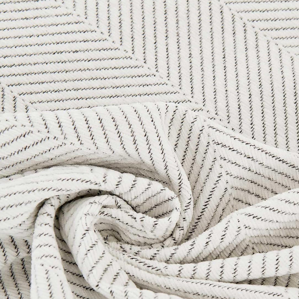 Herringbone Tassel Sofa Throw Cover Large Blanket for Couch Furniture Protector-Beige