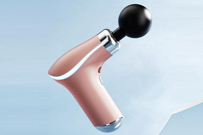 Mini Massage Gun Portable Deep Tissue Percussion Muscle Massager with 3 Levels 8 Massage Heads-Pink