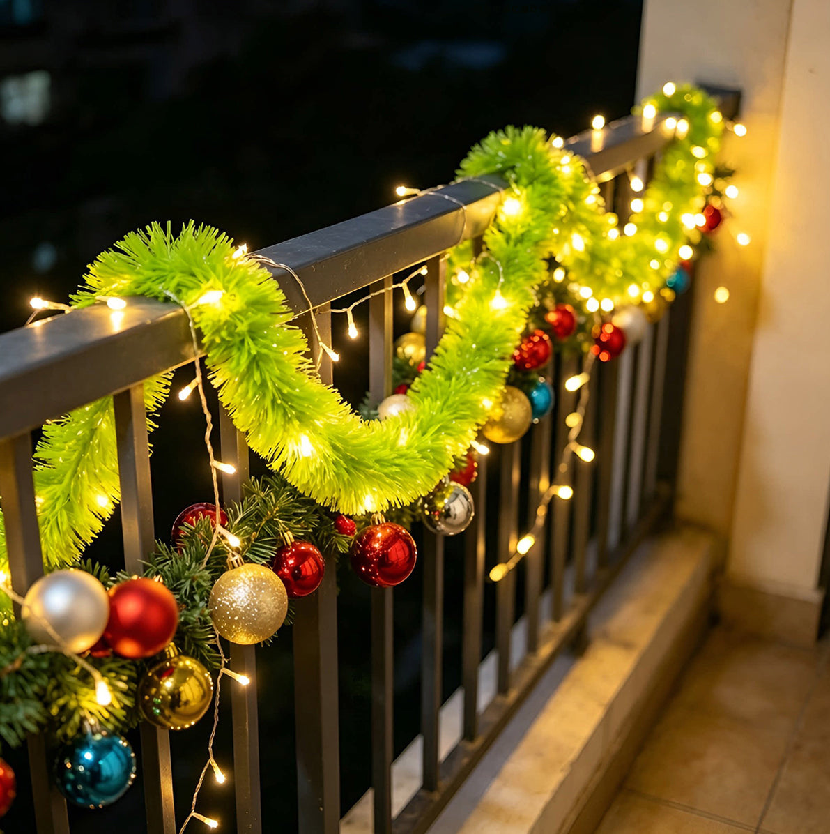 2 Pack Christmas LED String Lights LEDs Battery Powered Garland - Green