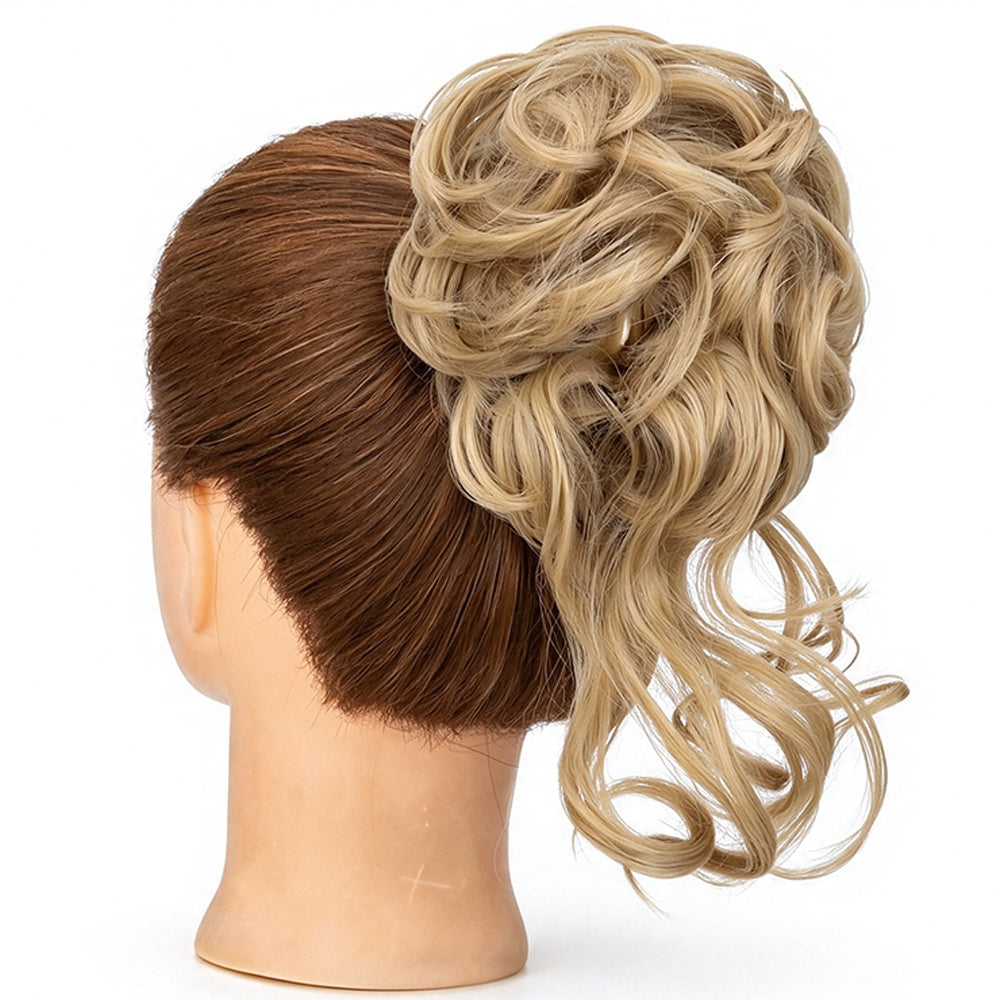 Wavy Bun Hairpiece Clip In Hair Extension Claw Clip Messy Fluffy Hair Piece - Brown