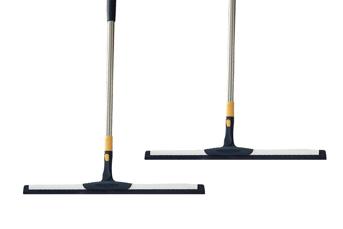 2 Piece Telescopic Long Handle Floor Squeegee Scrubber - Blue