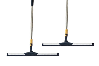 2 Piece Telescopic Long Handle Floor Squeegee Scrubber - Blue