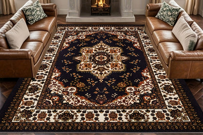 Vintage Boho Rug Non-Slip Floor Carpet - Brown