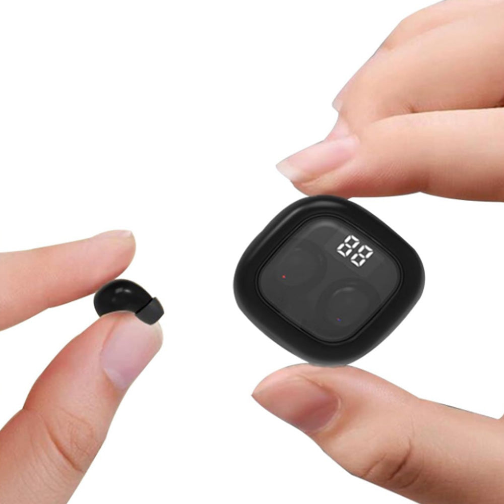 Wireless Bluetooth Small Headphone  Mini Invisible Earbuds with Charging Case for Sleep Work Sports Black
