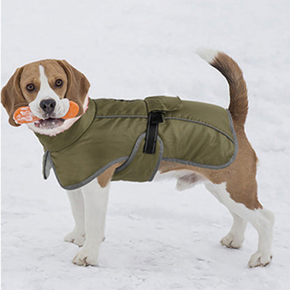 Winter Dog Coat Water Repellent Jacket for Small and Large Breeds Army Green